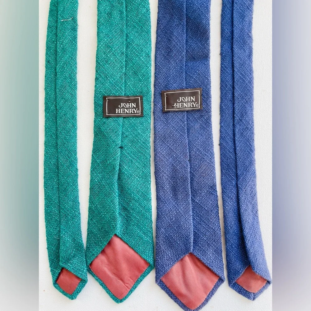 Vintage Lot 2 John Henry Wool Lambswool Knit Neck Ties Skinny 2.5” Wide - Picture 6 of 6